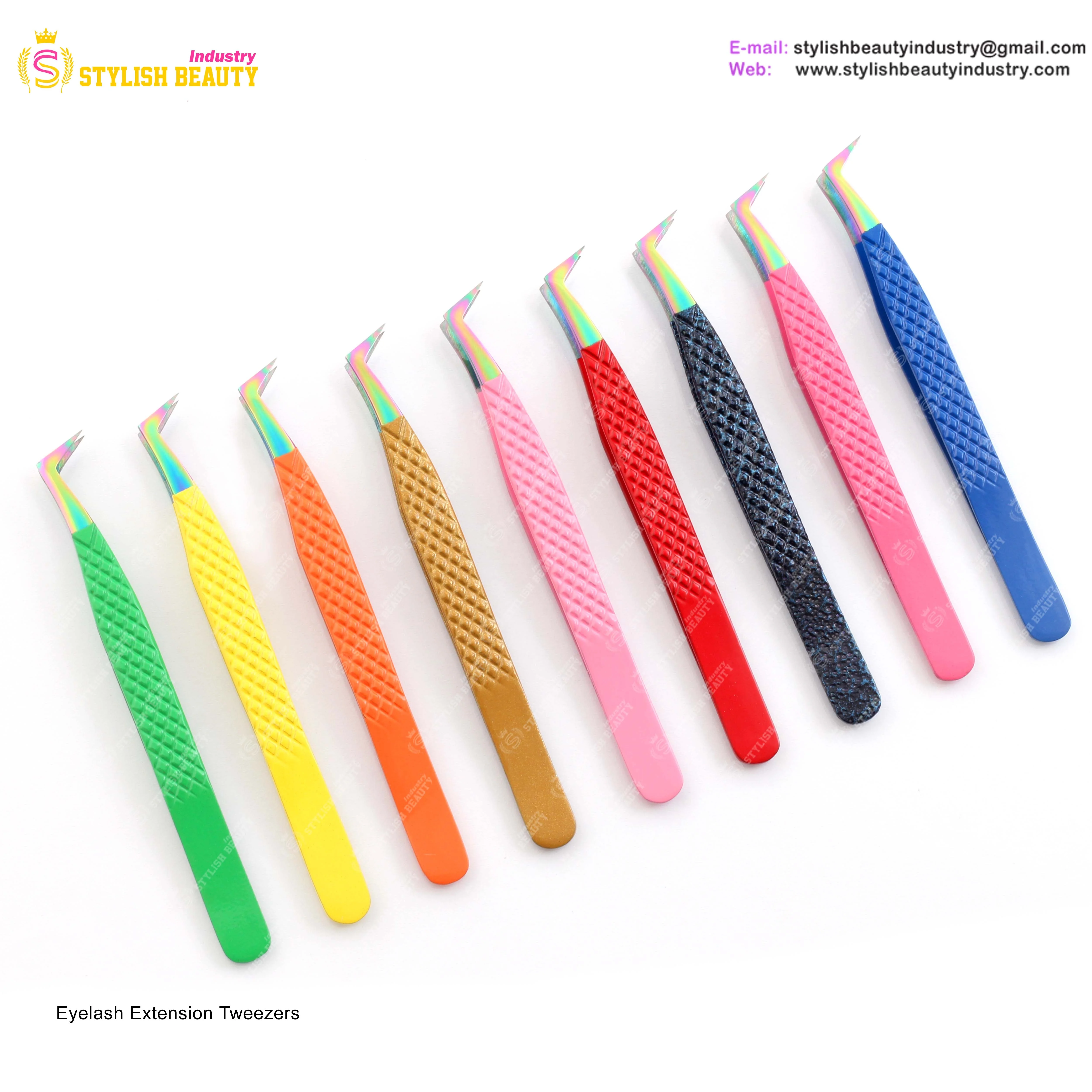 False Lash Application Tools Japanese stainless steel lash tweezer with customized packing eyelash tweezers set