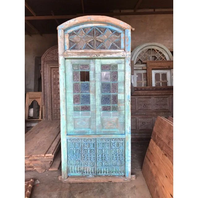 Antique Carved Indian Front Door Solid Wood Old Exterior Swing Open Style Finished with Decoration Feature