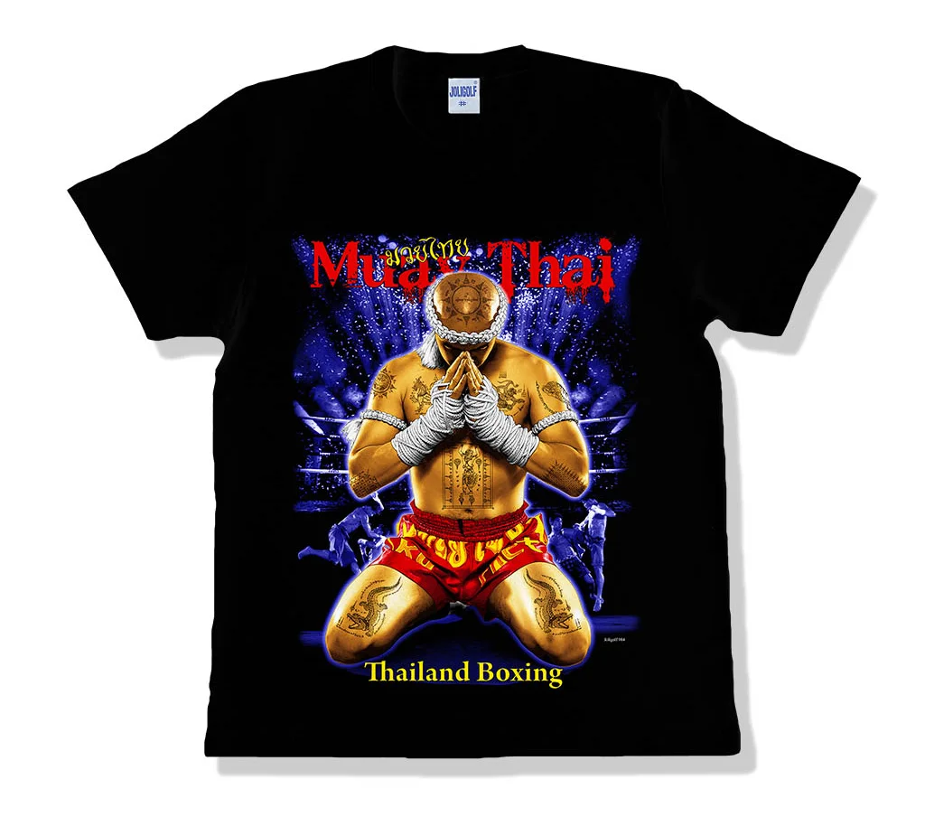 L Size 100% Cotton Premium Quality Kick Boxing Muay Thai T-Shirt Breathable Casual Style Original Graphic Design Silk Print OEM