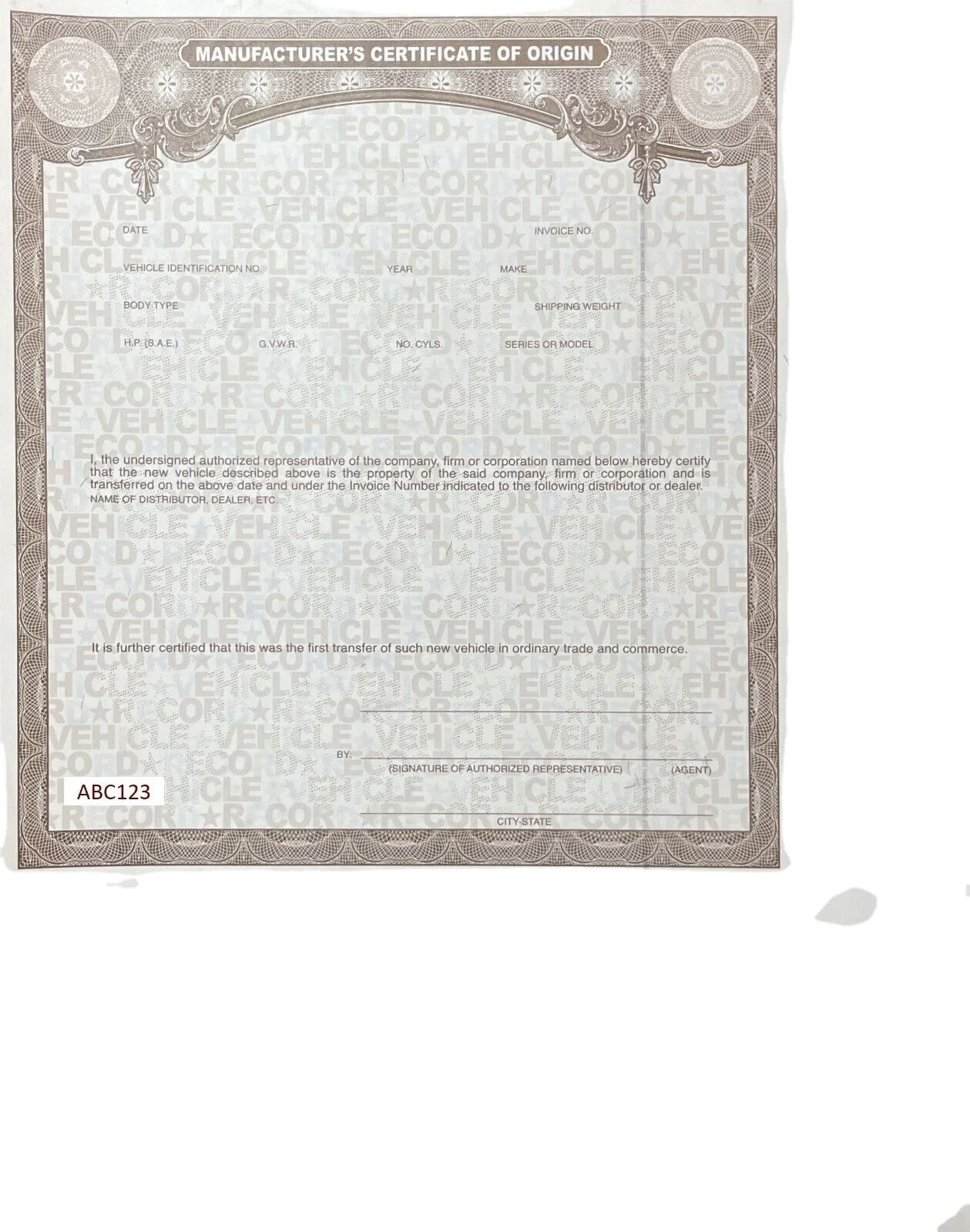High quality custom printing advanced technology company design certificate of origin for business protection