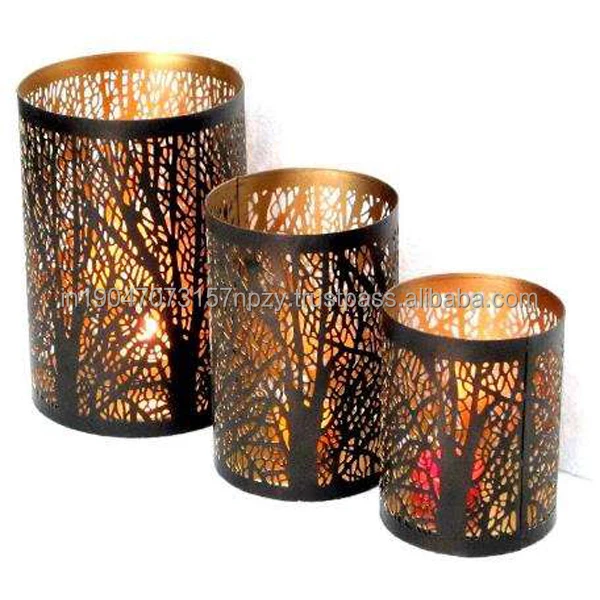 Farmhouse Black Votive Candle Holders Set of 3 Decorative Metal Candlestick Holders Antique Candle Stand for Wedding & Christmas