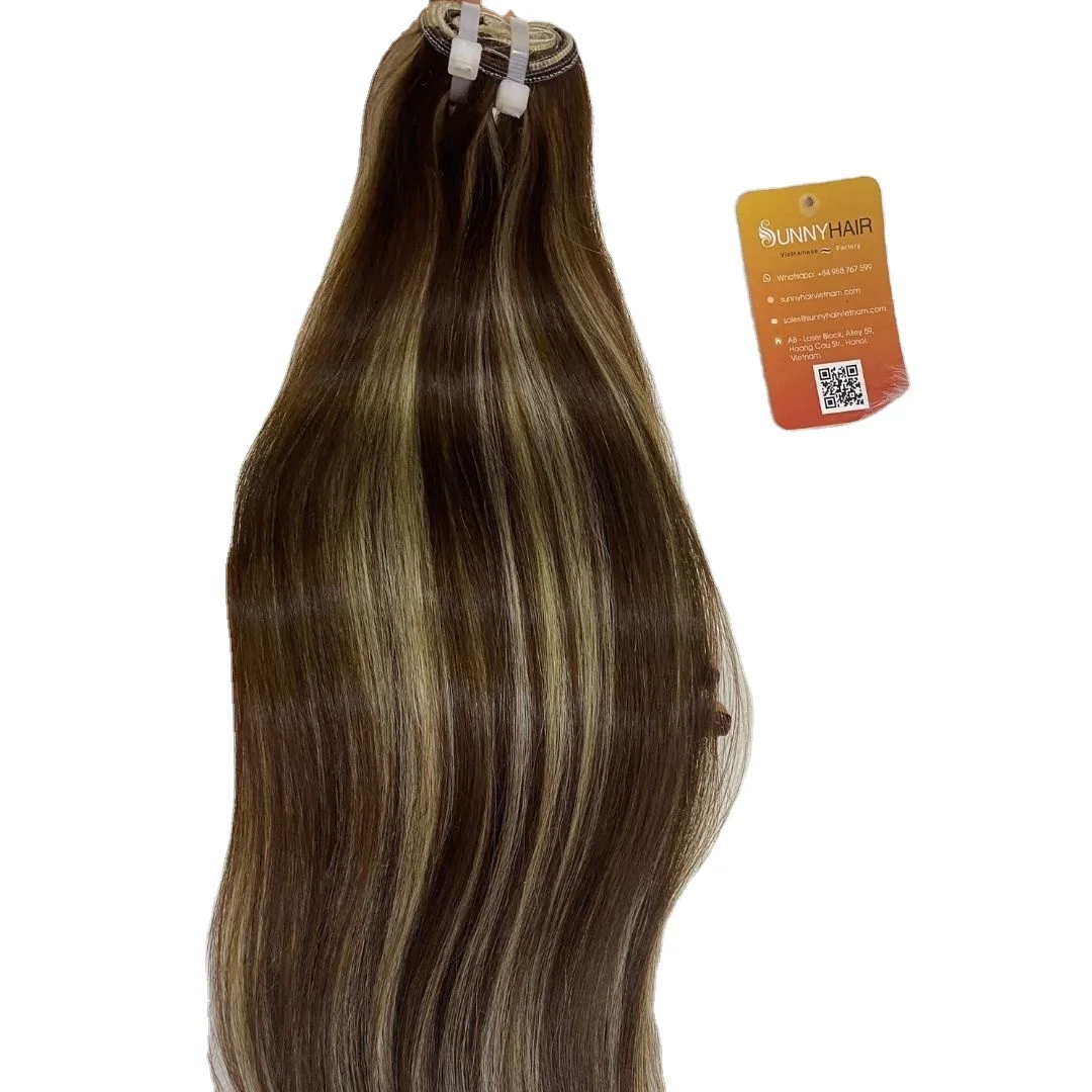 Hair Extensions Fashion Color 4 Ash/613 Machine Weft Human Cambodian Hair Extension From High Quality Vietnam Wig Manufacturer