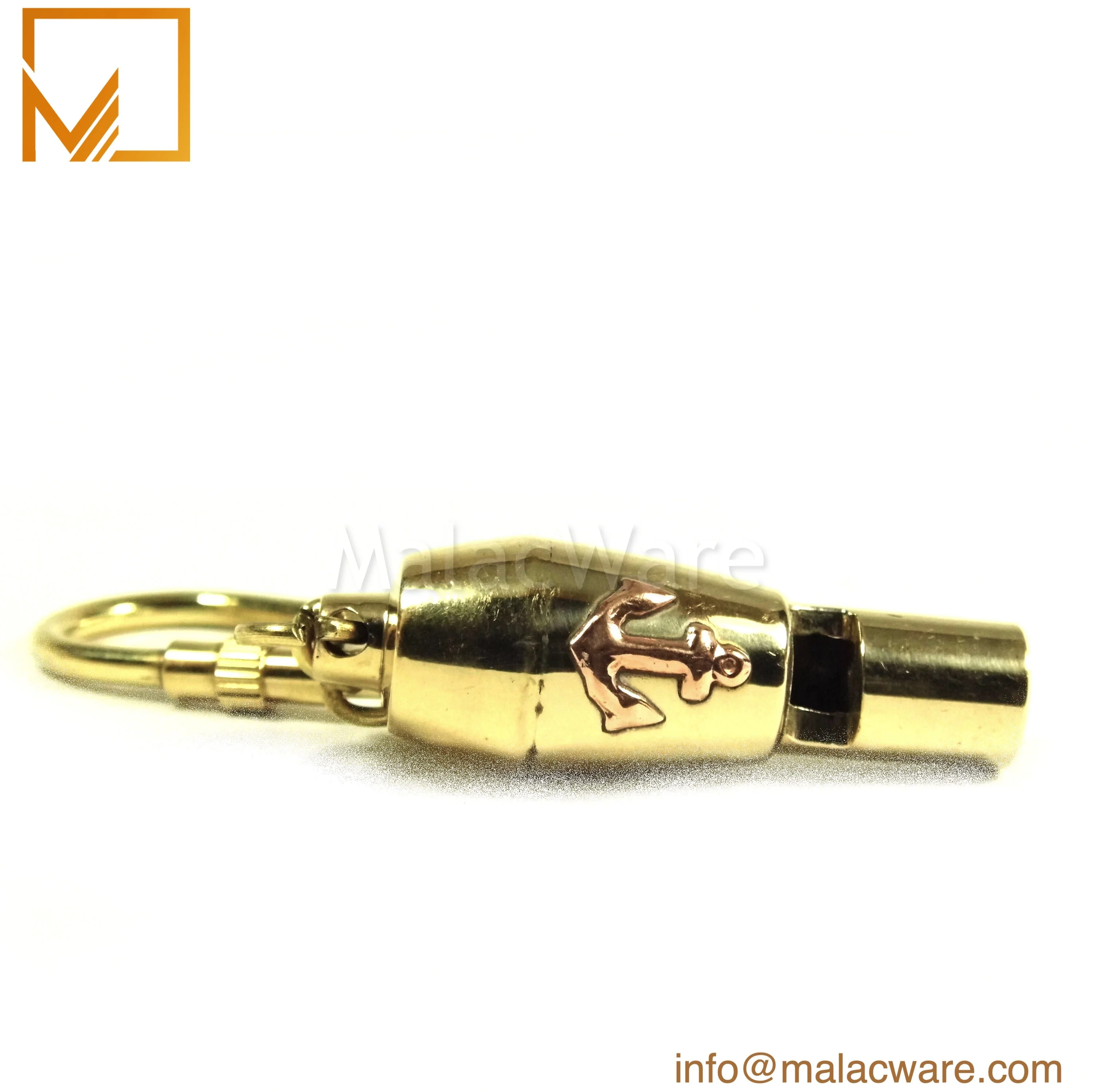 Brass nautical Marine whistle with anchor Nautical Antique Brass Key ring Decor Polished key ring