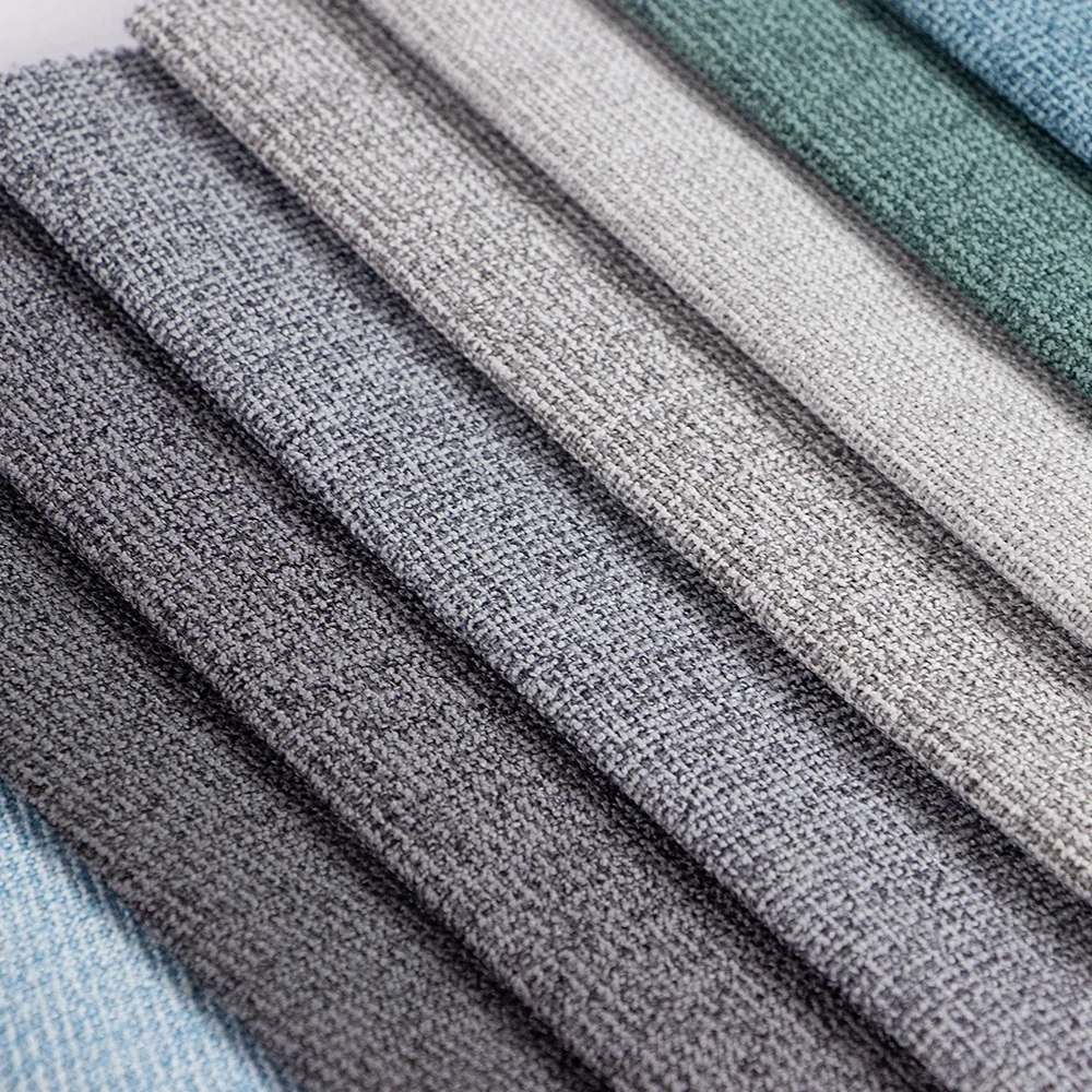 Factory Supply Ready Goods Linen Look Blackout 100%Polyester Herrigone Woven Imitation Blackout Curtain Fabric for Home Decor