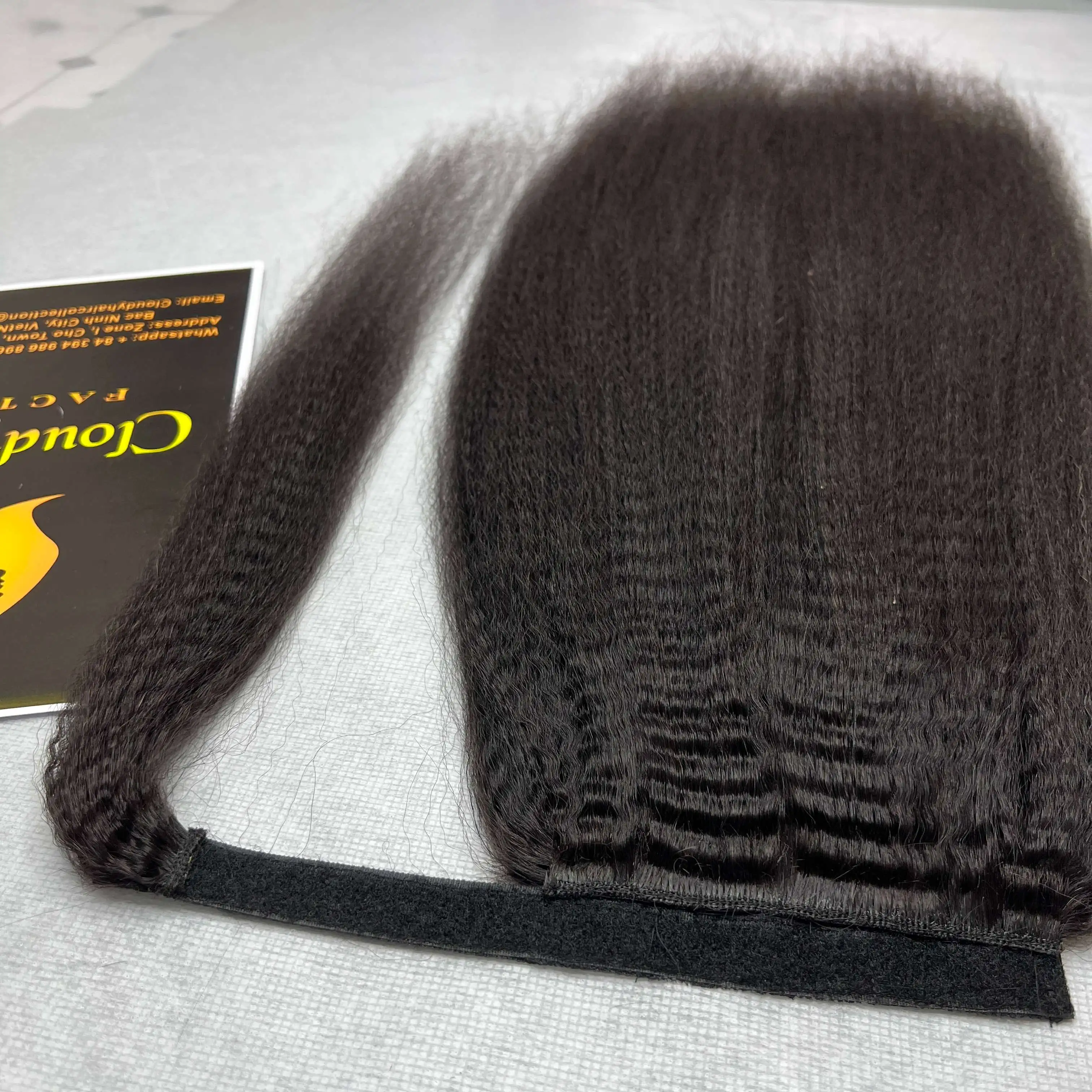 Brazilian Kinky Straight Human Hair Virgin Kinky Straight Hair Pony Tails 100% Unprocessed Yaki Straight Human Hair Extensions
