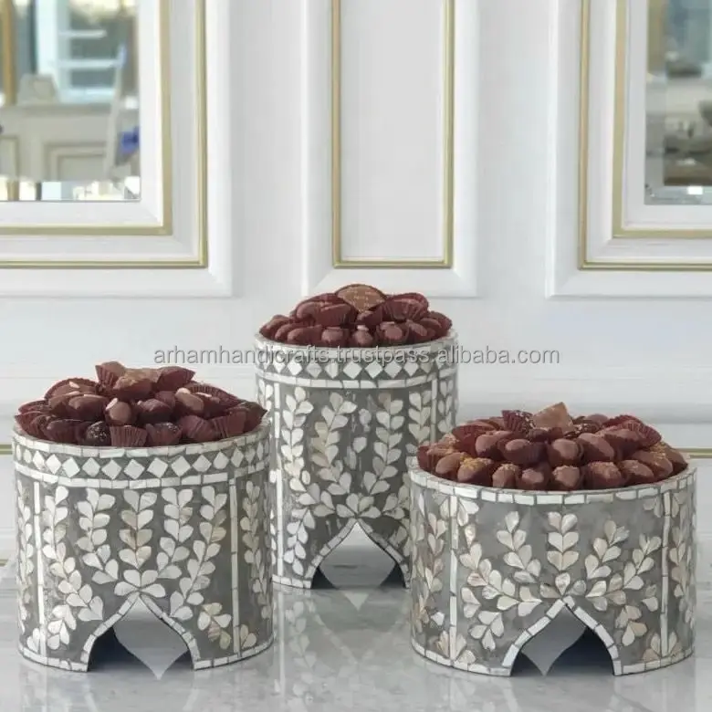 Bone inlay MOP Cake Stand for square shape and party ware use best for handmade sale orange bone CHOCOLATE TRAY BY LUXURY CRAFTS