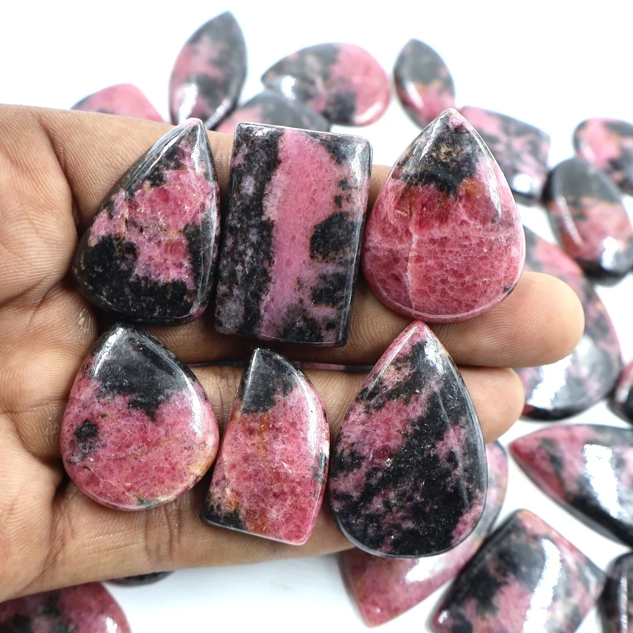 100% Top Natural Rhodonite Loose Gemstone Cabochon Loose Gemstone Wholesale Lot Mix Shape And Fine Gemstone For Jewelry Making