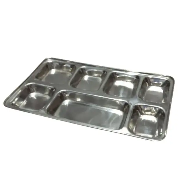 Stainless Steel Plates SS Dinner Plates Indian Thali Mess Tray Serving Tray. Indian Thali Plate
