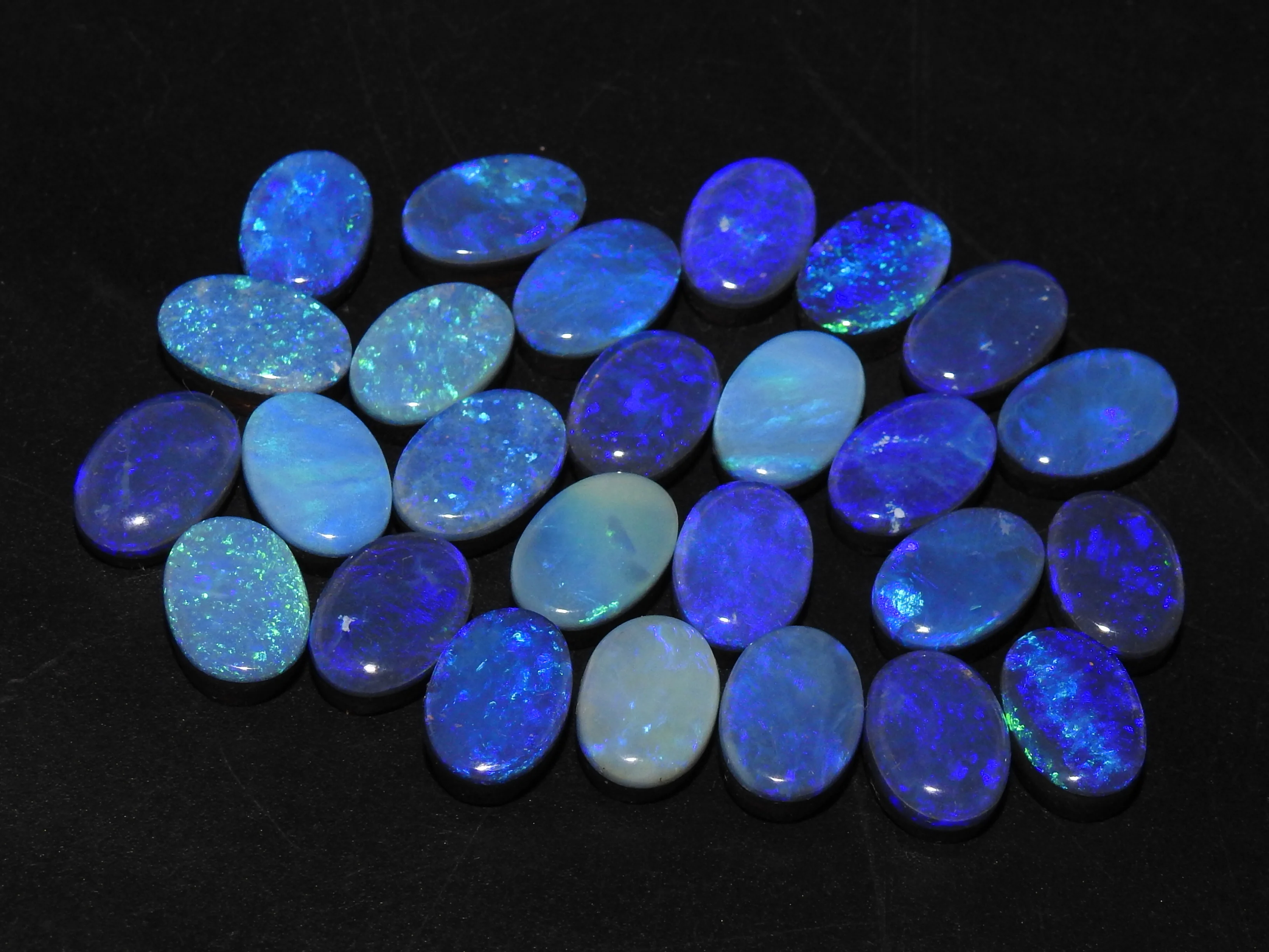 Australian Opal Doublet Multi Fire Smooth Fancy Oval Shape Cabochon Loose Gemstone For Making Jewelry