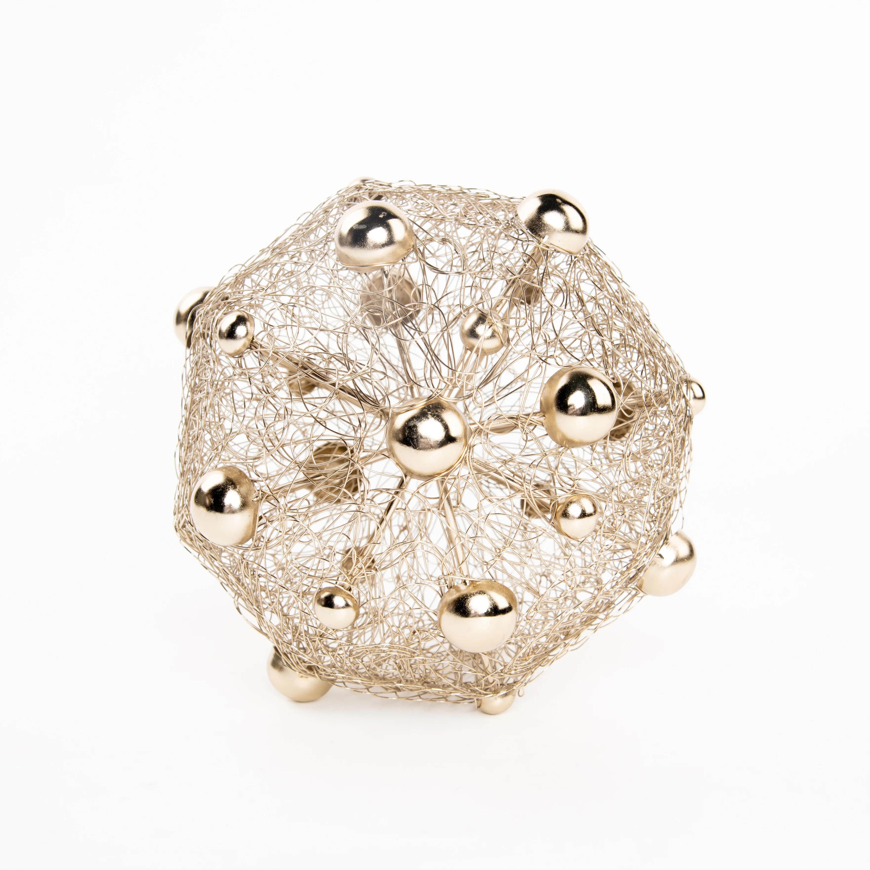 Hot Sale Gold Decorative Globe Shaped Mesh Wire Art Creative Home Hallway Decorations Flakes Aluminium Crafts