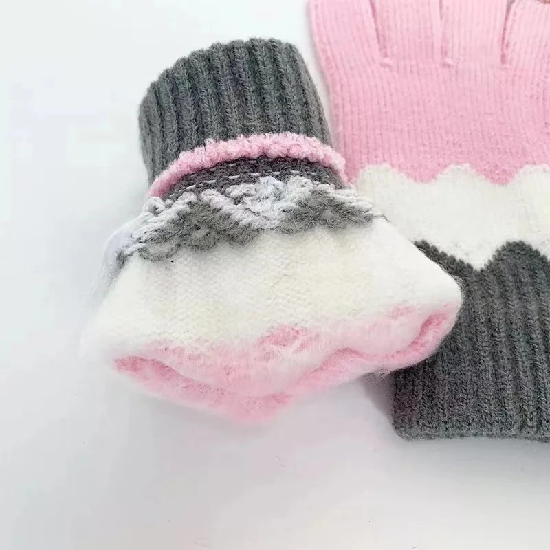 Cheap Thermal Warm Stretch Knitted Mittens Soft Acrylic Winter Gloves Unisex