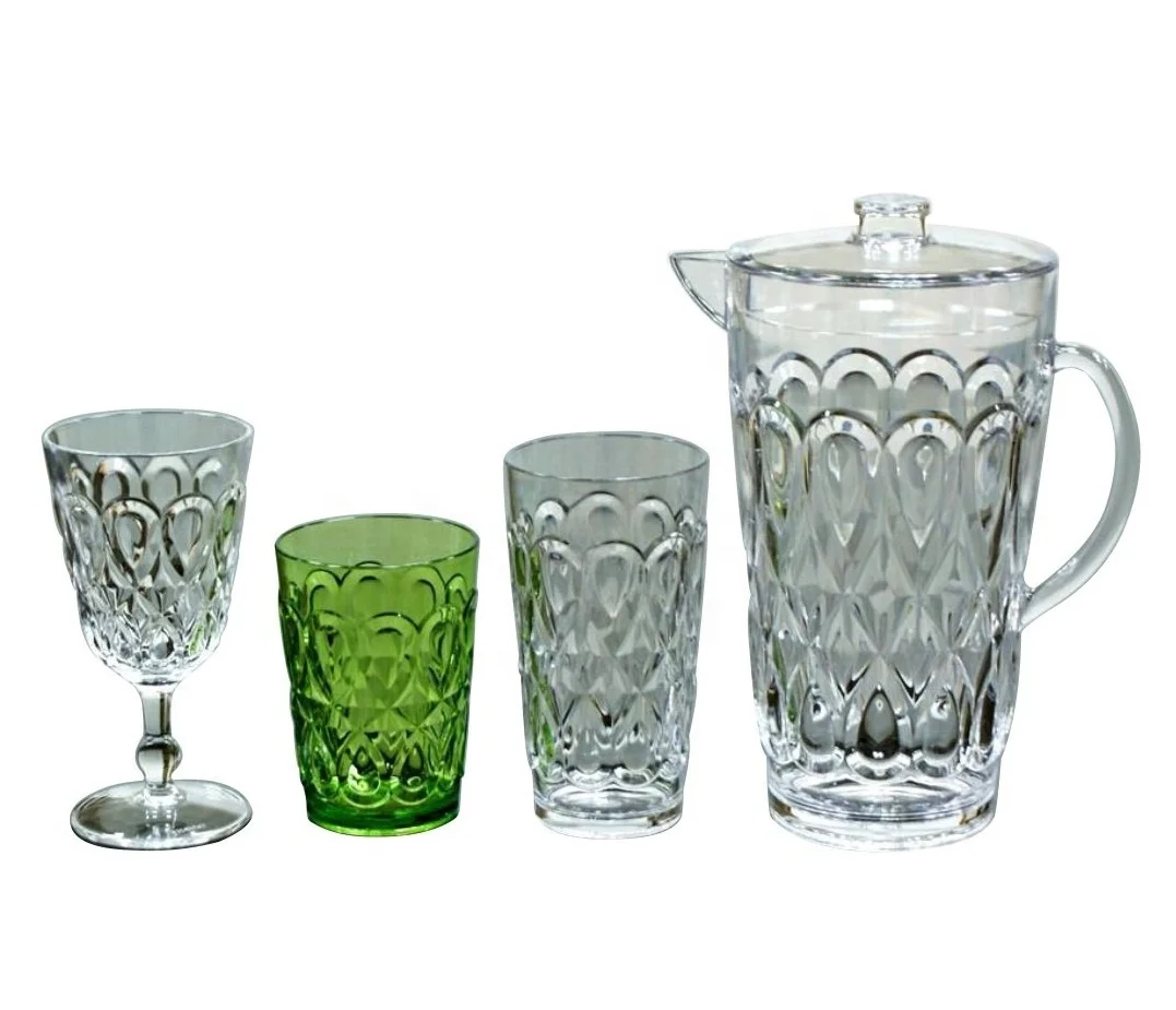 Plastic Tableware Set With Water Pitcher And Drinking Cup