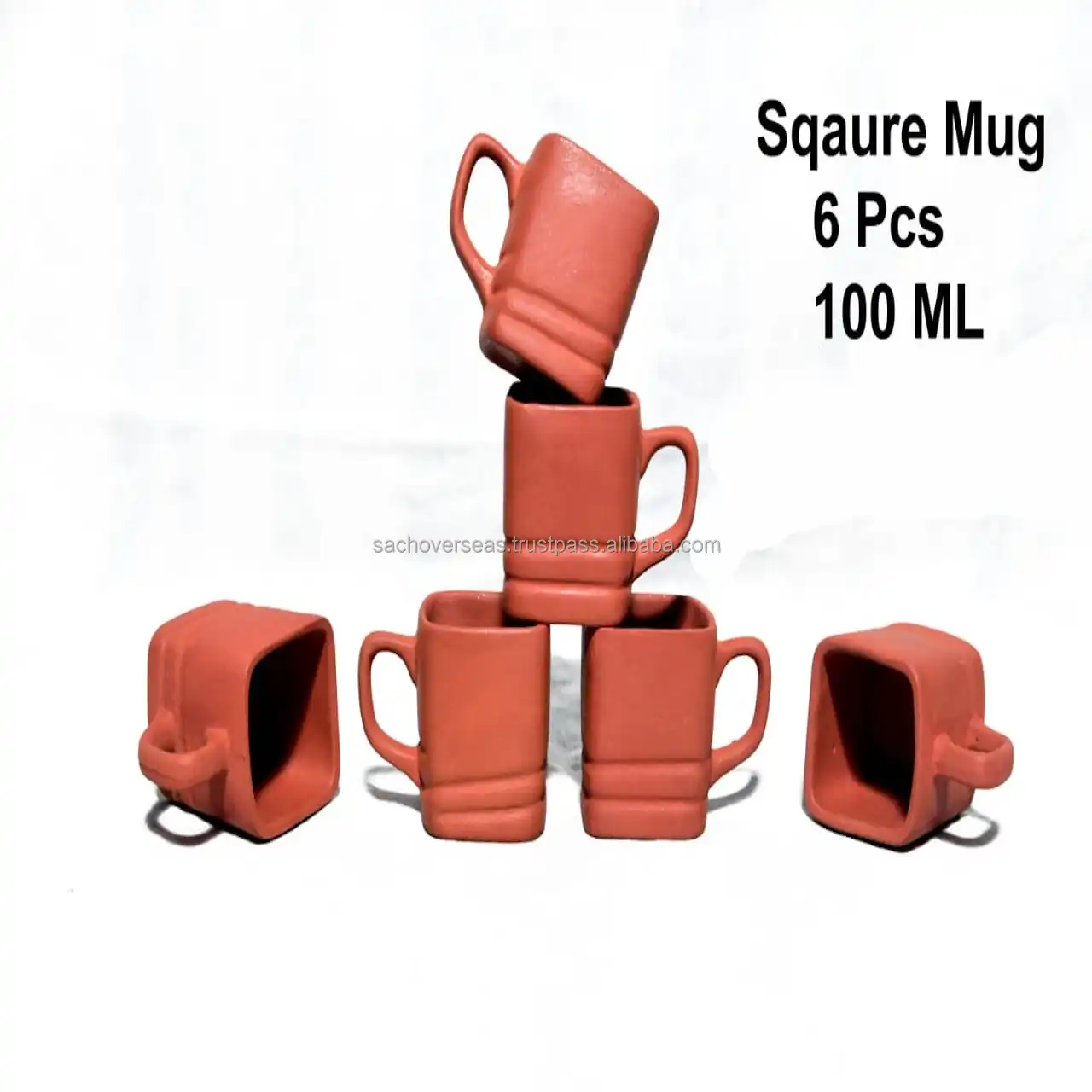 Ecofriendly Natural Terracota Clay Drinkware Glass and Jug Set with Tray For Water Serving