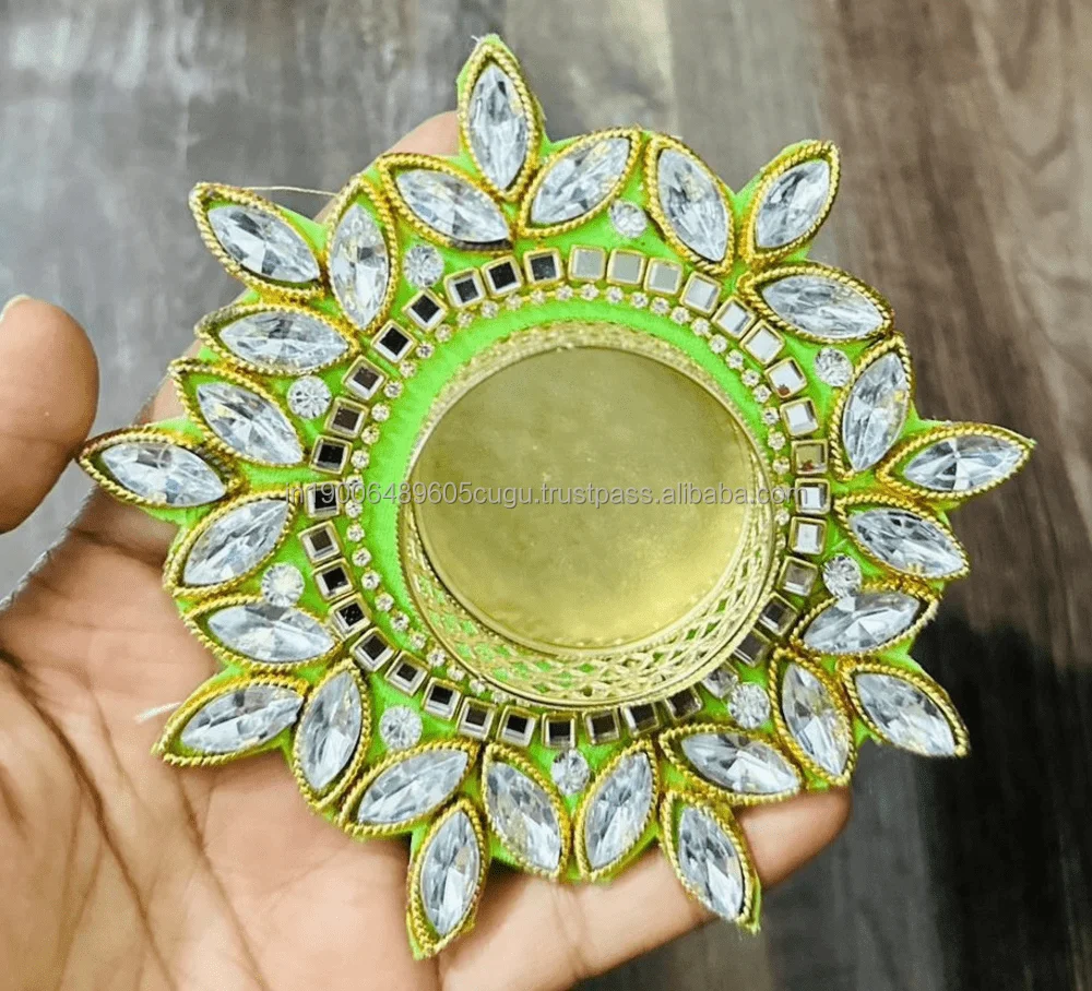 Indian Traditional Kundan Tea Light Holder Wedding Decor Candle Holder Diwali Diyas Housewarming, Corporate Indian Return Gift