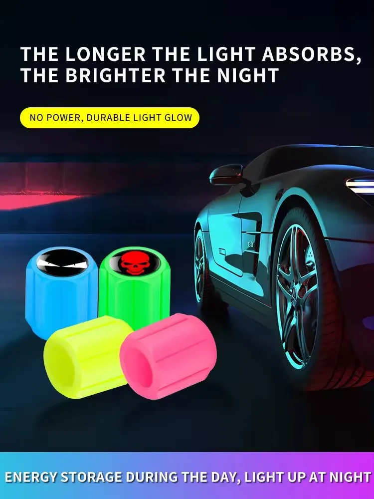 Universal Motorcycle Car Wheel Dust Auto Glow Tyre Stem Air Valve Cover Light Autoluminesceence Car Tire Valve light