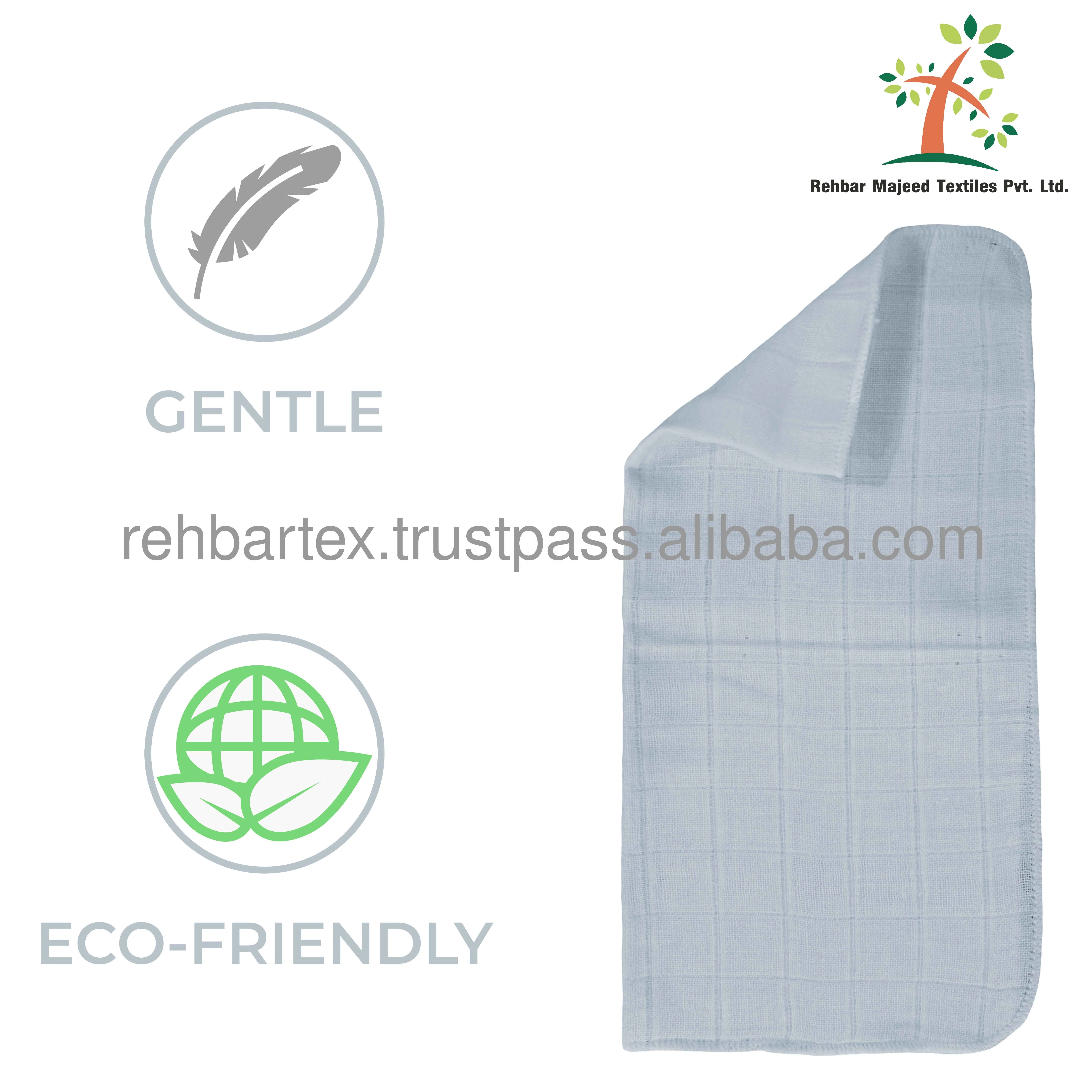 High Quality 100% Cotton Gauze Muslin Face Cloth Gentle, Soft & Washable Gauze Muslin Handkerchief Used For Multiple Purposes