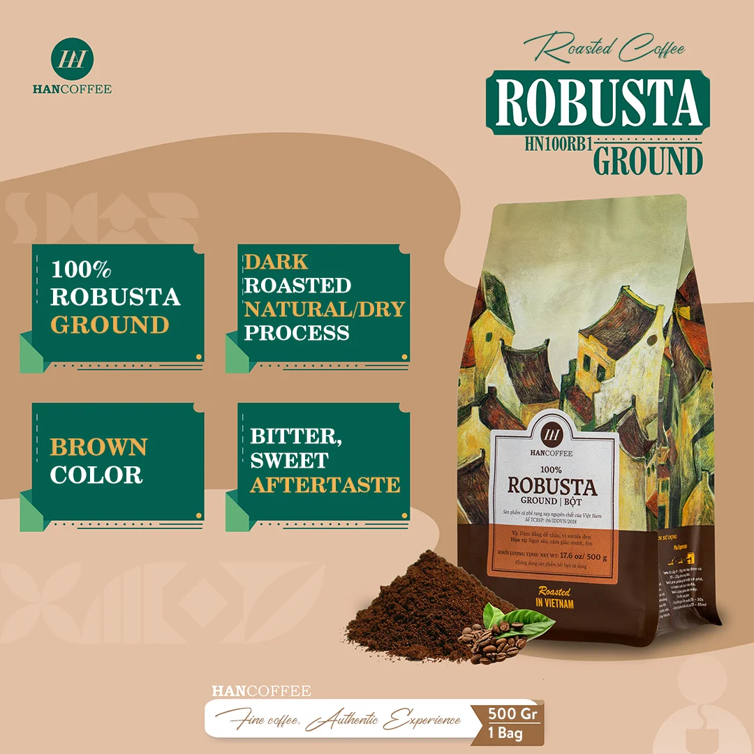Direct Manufacturer Wholesale 500gr Bag Roasted Ground Robusta Arabica Coffee Powder OEM/ODM Supported Instant Coffee Drinking