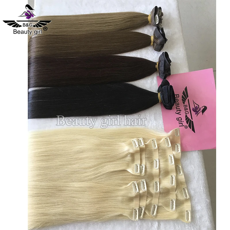 120 Gram Natural Remi Russian Human Hair Extension 22 Inch Invisible Seamless Clip In Hair Extension
