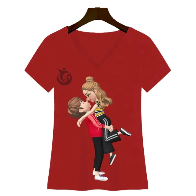 new 2023 100% cotton black t-shirt graphic screen printing v-neck tees USA Europe size tee High quality custom T-shirt for women