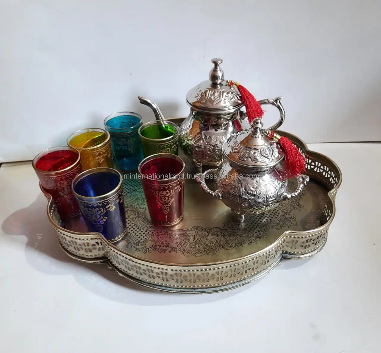 Ramadan dates chocolate tray with glasses and teapot