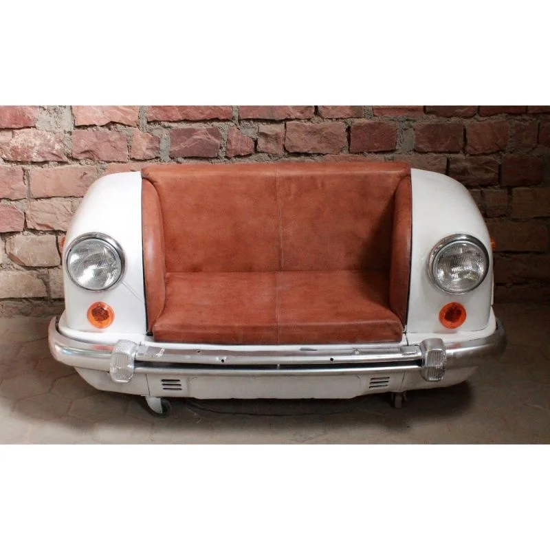 Modern Industrial Furniture Vintage Car Sofa Reproduction Ambassador With Lights Leather Upholstered