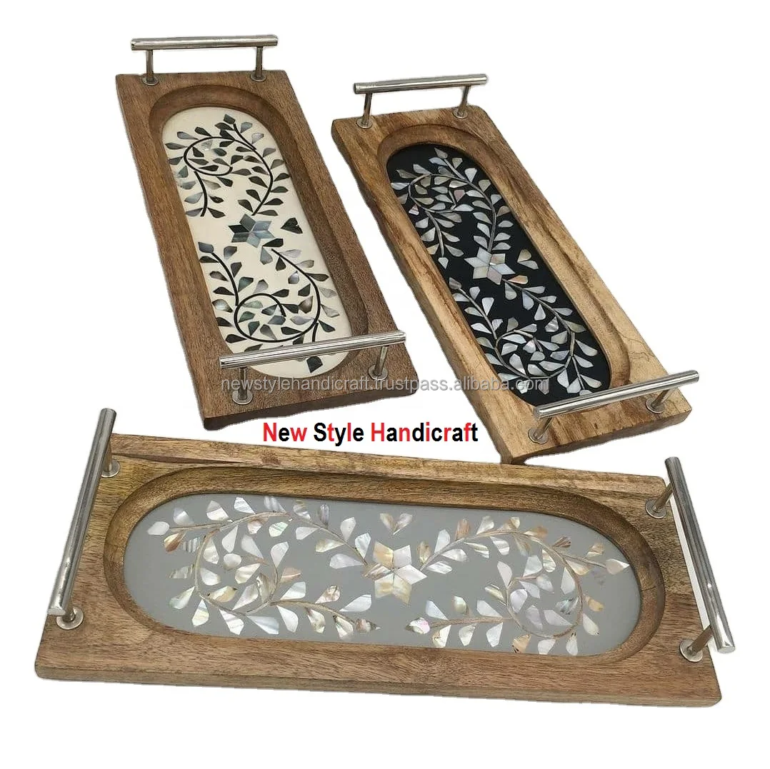  Новый стиль сервировочный поднос ручной работы оптовая продажа Самые продаваемые товары металлическая ручка Декор для дома декоративный