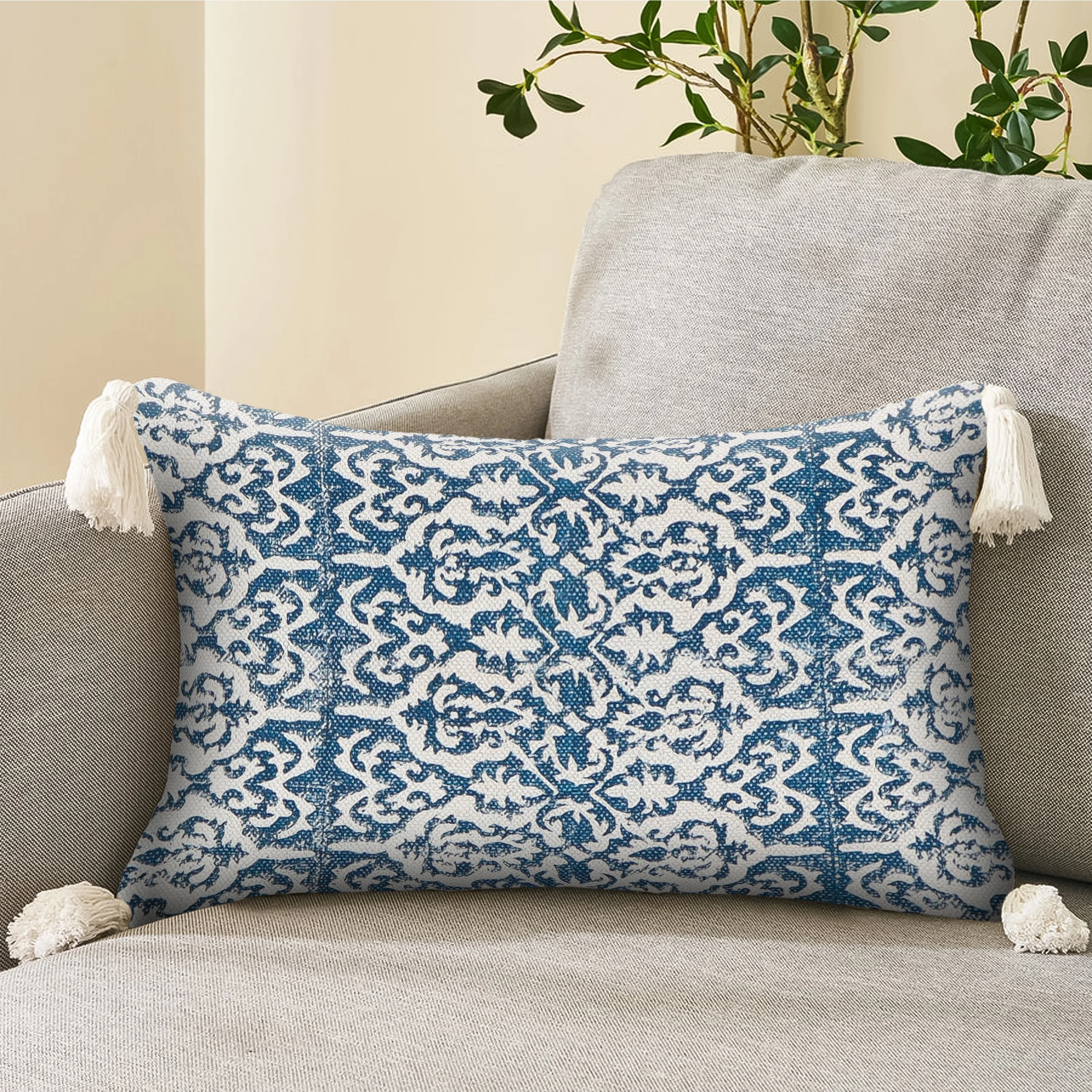 Quality Comfort Block Printed Pillow Cases Outdoor Garden Sofa Cushion cover 100% Cotton cushion cover Handmade Cushion Cover