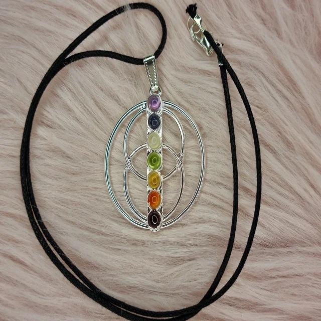  Новинка 7 Чакр Мандала натуральный камень Маятник Подвеска ожерелье Женская исцеляющая Хрустальная подвеска народное Исцеление Рейки ювелирные изделия