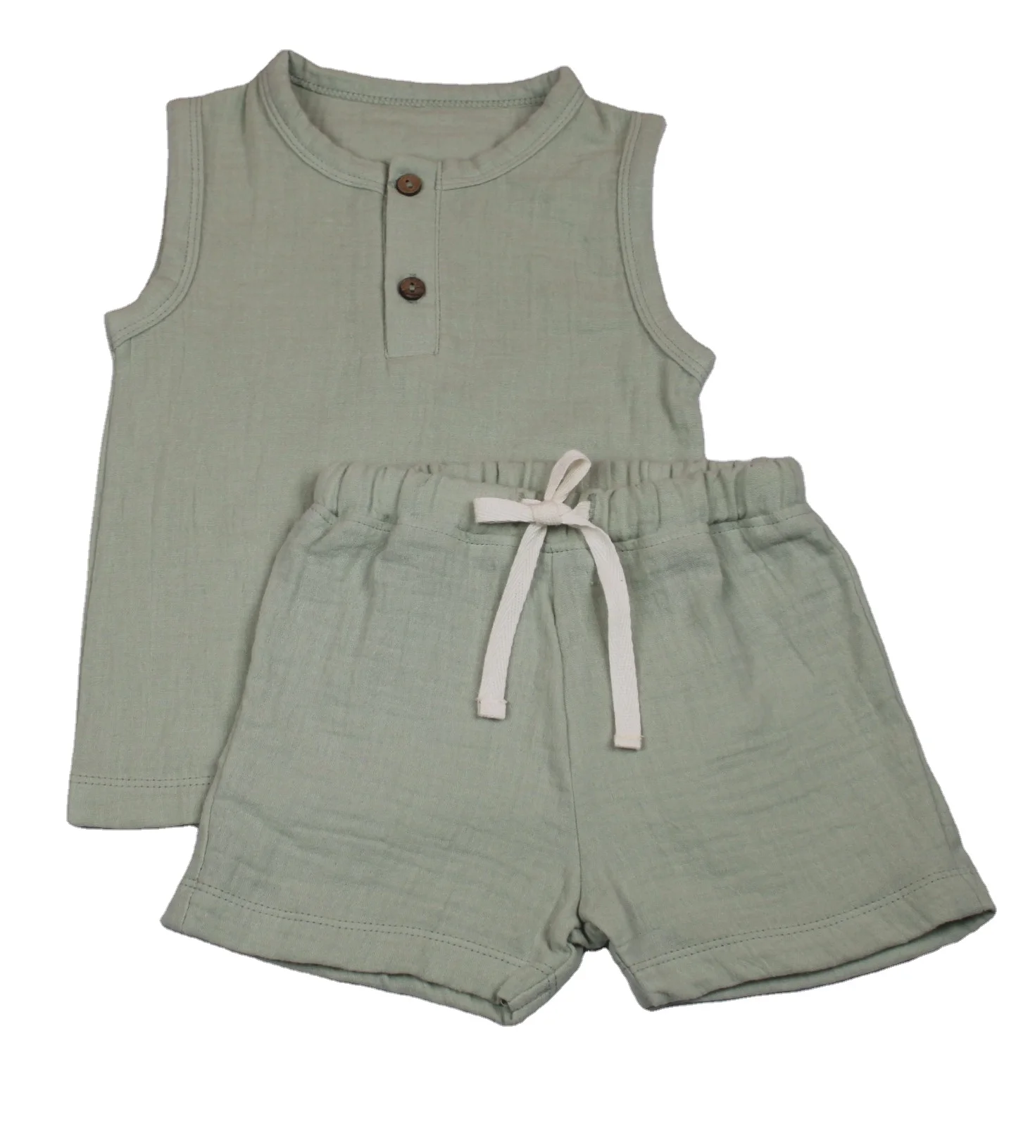 Summer Wholesale Children Kids Clothes Sleeveless Baby T Shirt Boys Clothing Set Spring Cotton pajamas