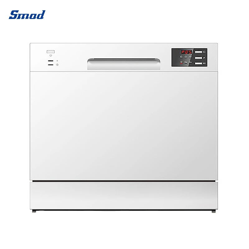 8 Settings Button Control Low Noise Residual Heat Drying Energy-saving Household Electric Countertop Dishwasher for DDD08-55BM