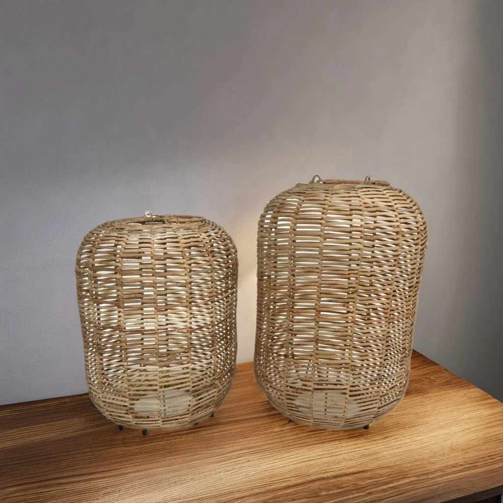 Wholesaler Offers Rustic Mediterranean Cheap Wicker L-Shape Lamp Shade Light Chandelier Shades Rattan Pendant Lampshade Ceiling