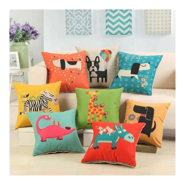 Tailor Made Cartoon Dinosaur Child Embroidered Funny Abstract Home Sofa Office Decoration Cushion Wholesale Pillow Cushion Cover