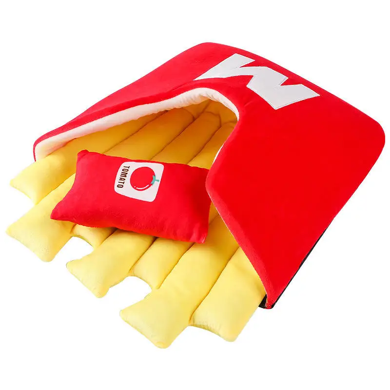 MRY New Design Washable Cartoon Cat Bed Unique Chip Design Cute Indoor Pet Cat Bed Soft Plush Chips Dogs Nest