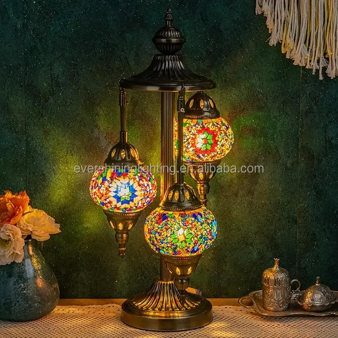 Marrakech Boho Colorful handmade tiffany style turkish moroccan mosaic glass lamp