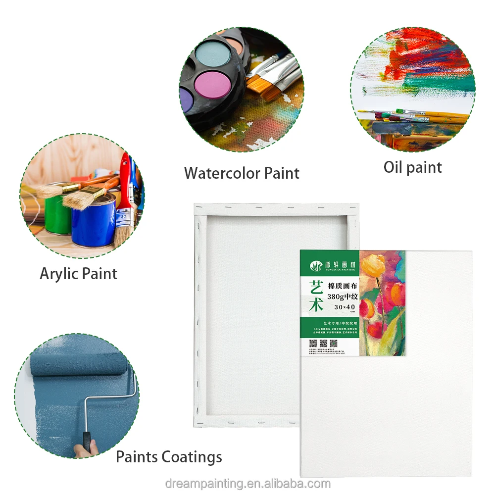 Custom Size Canvas Painting 30*40CM 6-Pack Set 380g Cotton Blank Stretched Canvas Print Art Supplies