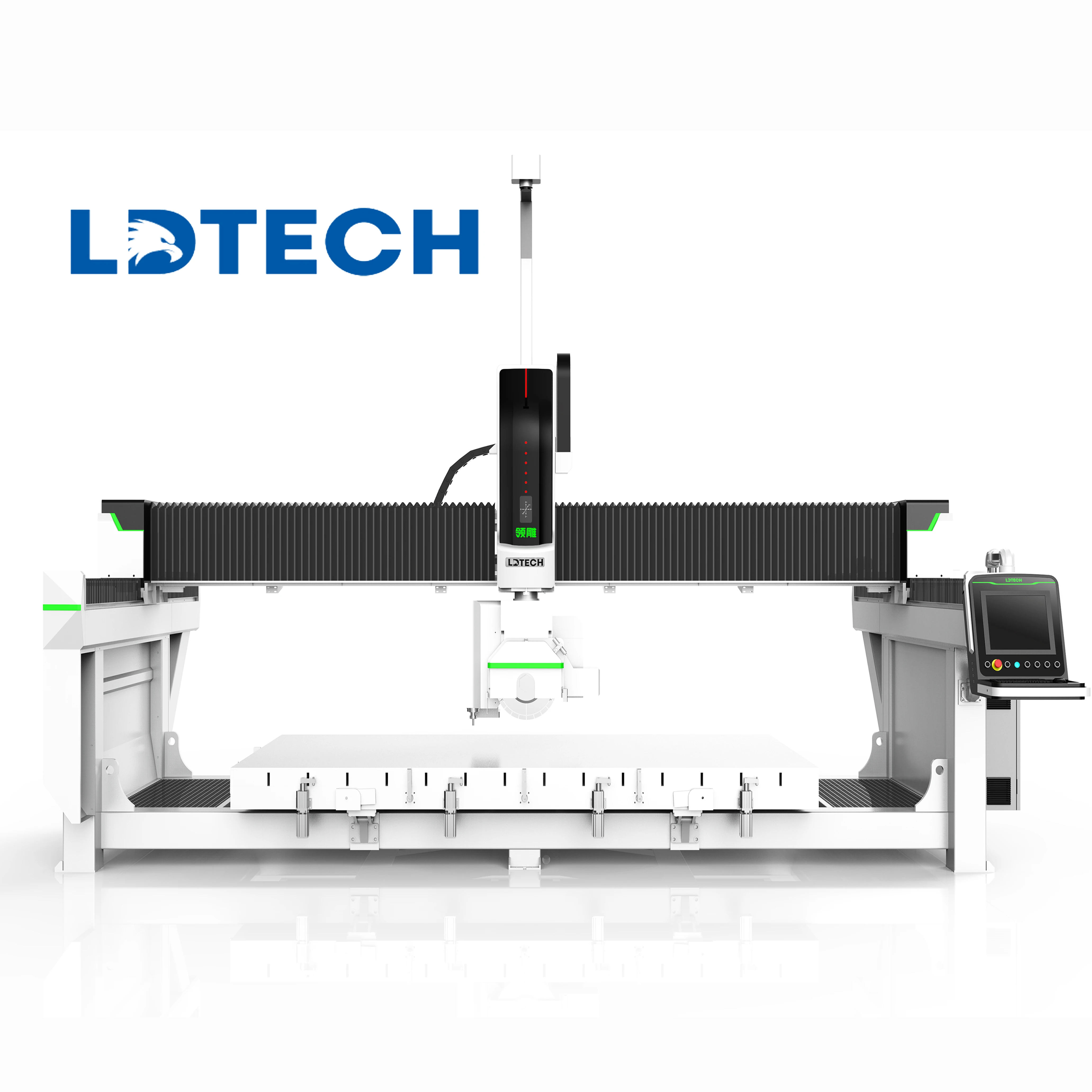 5-осевой станок для резки каменных мостов с ЧПУ LD-Tech может разрезать Горизонтально вертикально скошенный в любом направлении мраморный гранитный сердечник двигателя