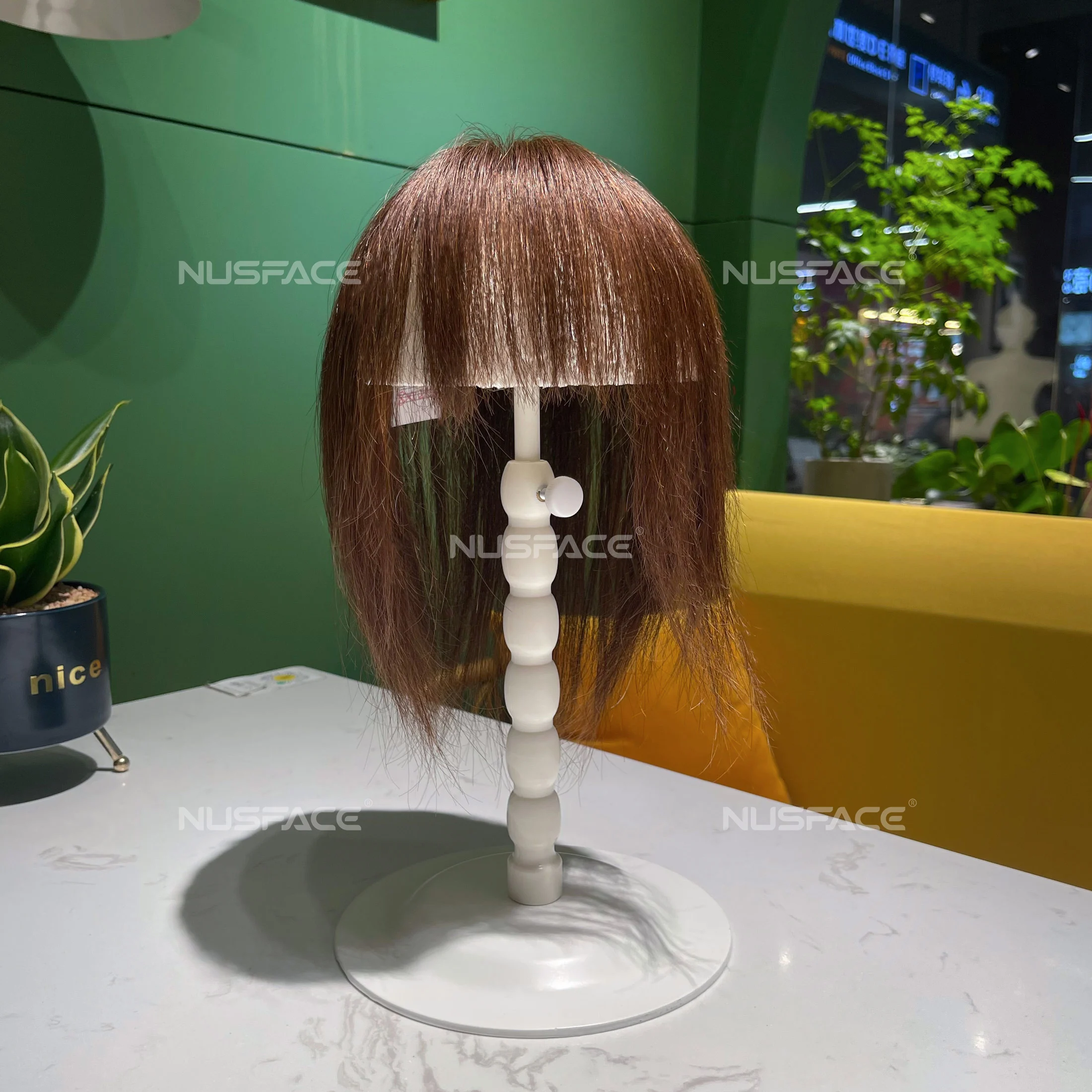 Womens Toupee Skin Human Hair Topper China Virgin Natural with 3d Air Bangs for Women Silk Base Closure Straight 25cm Acceptale