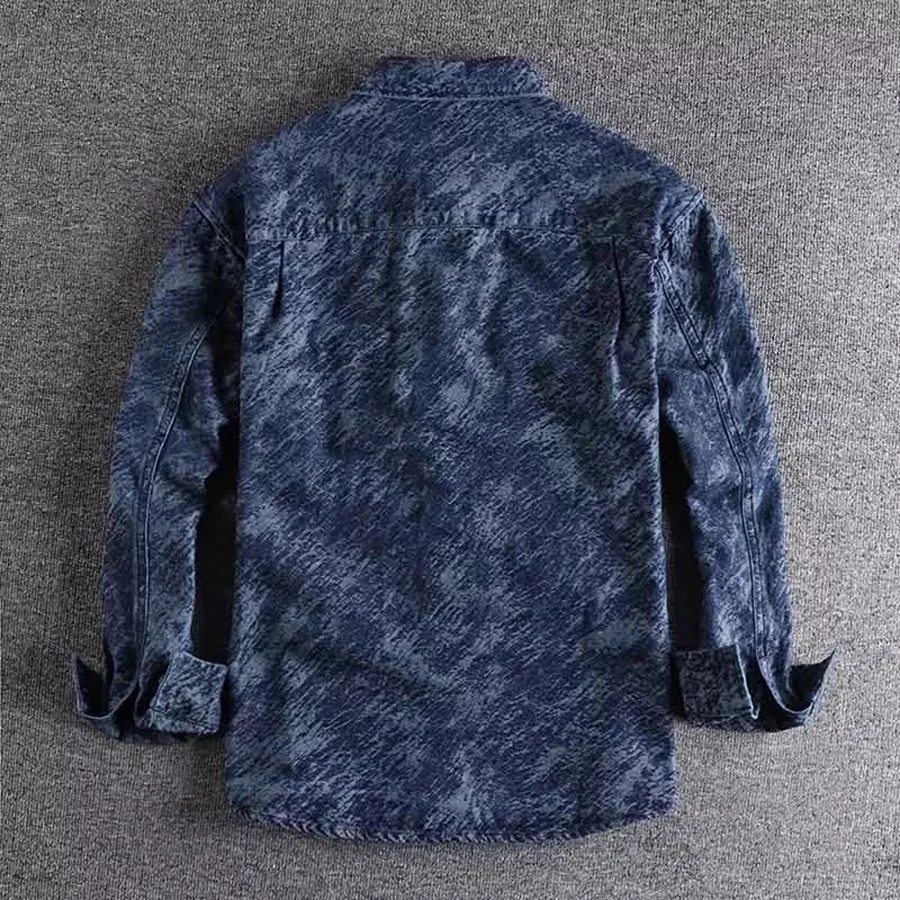 Wholesale men fashion casual denim jeans shirt  long sleeves black jean shirts for men in reasonable price
