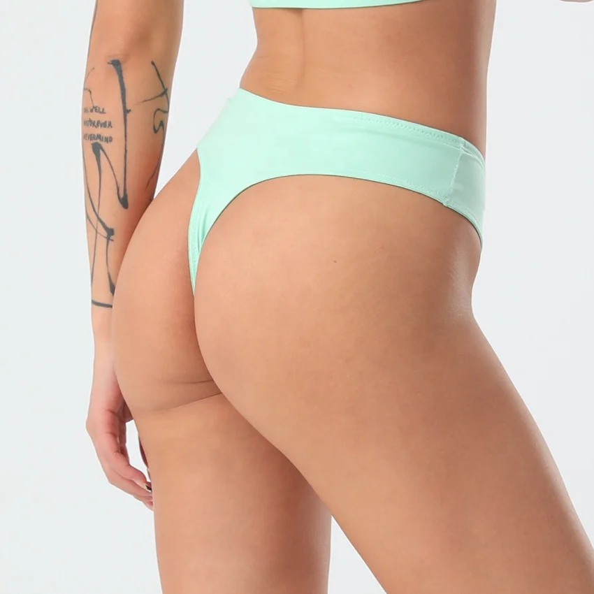 Intiflower P229 Wholesale Teen Girl Thongs Panties High Cut Underwear Lingerie Plain Cotton Thongs