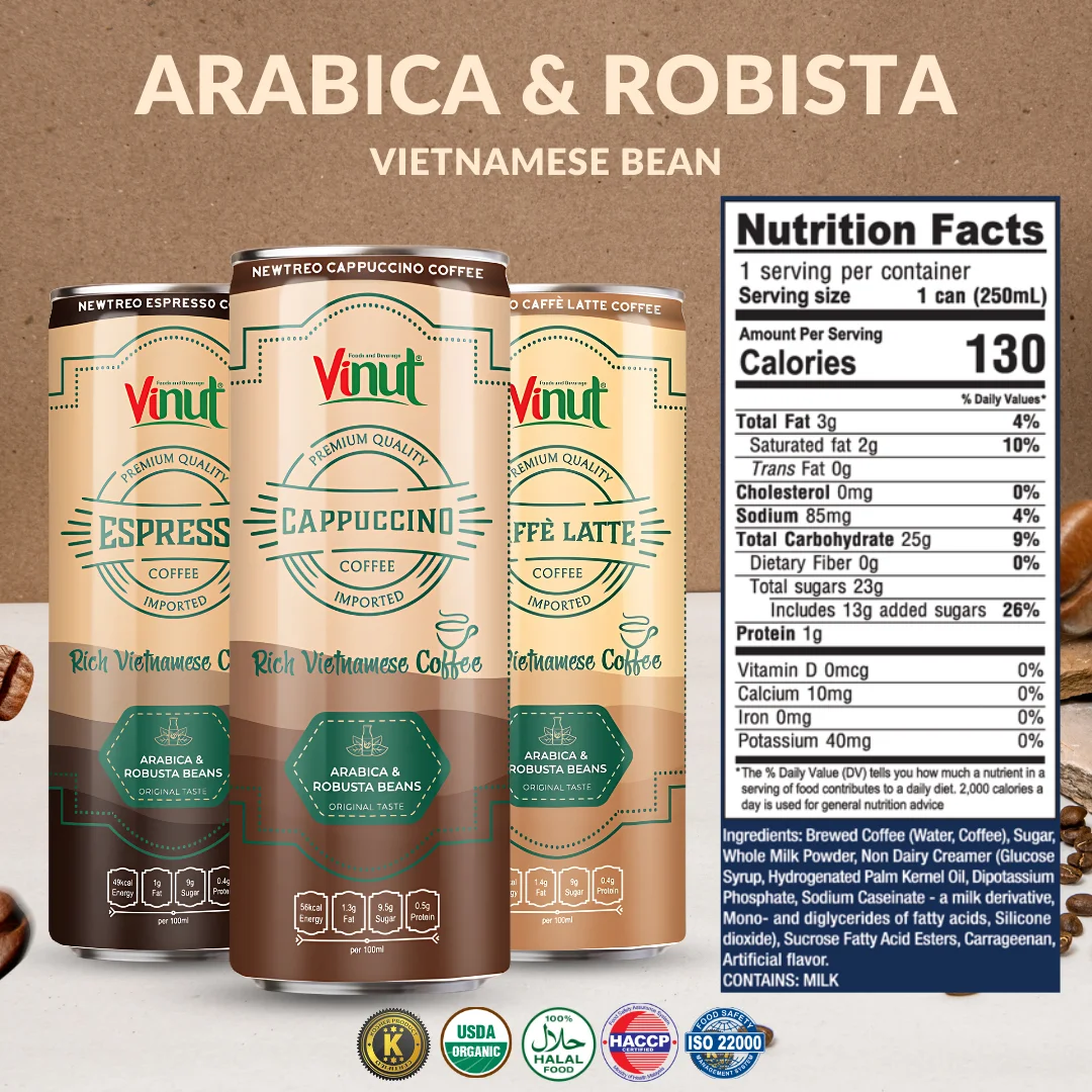 VINUT Cold Brew Coffee 270ml - Arabica & Robusta, Non-GMO, Dairy Free, Gluten Free, Private Label, Free Sample, Factory Direct,