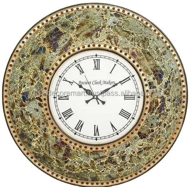 Factory Sale Luxury Quartz Mosaic Wall Clock Vintage Design with Silent Feature Good Quality Glass Square Shape Home Decor RDM