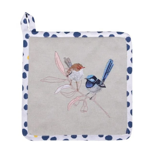 Promotion Durable Trendy Round Shape Sublimated Digital Embroidered Best Selling 2023 Custom Logo Organic Cotton Hot Pot Holder