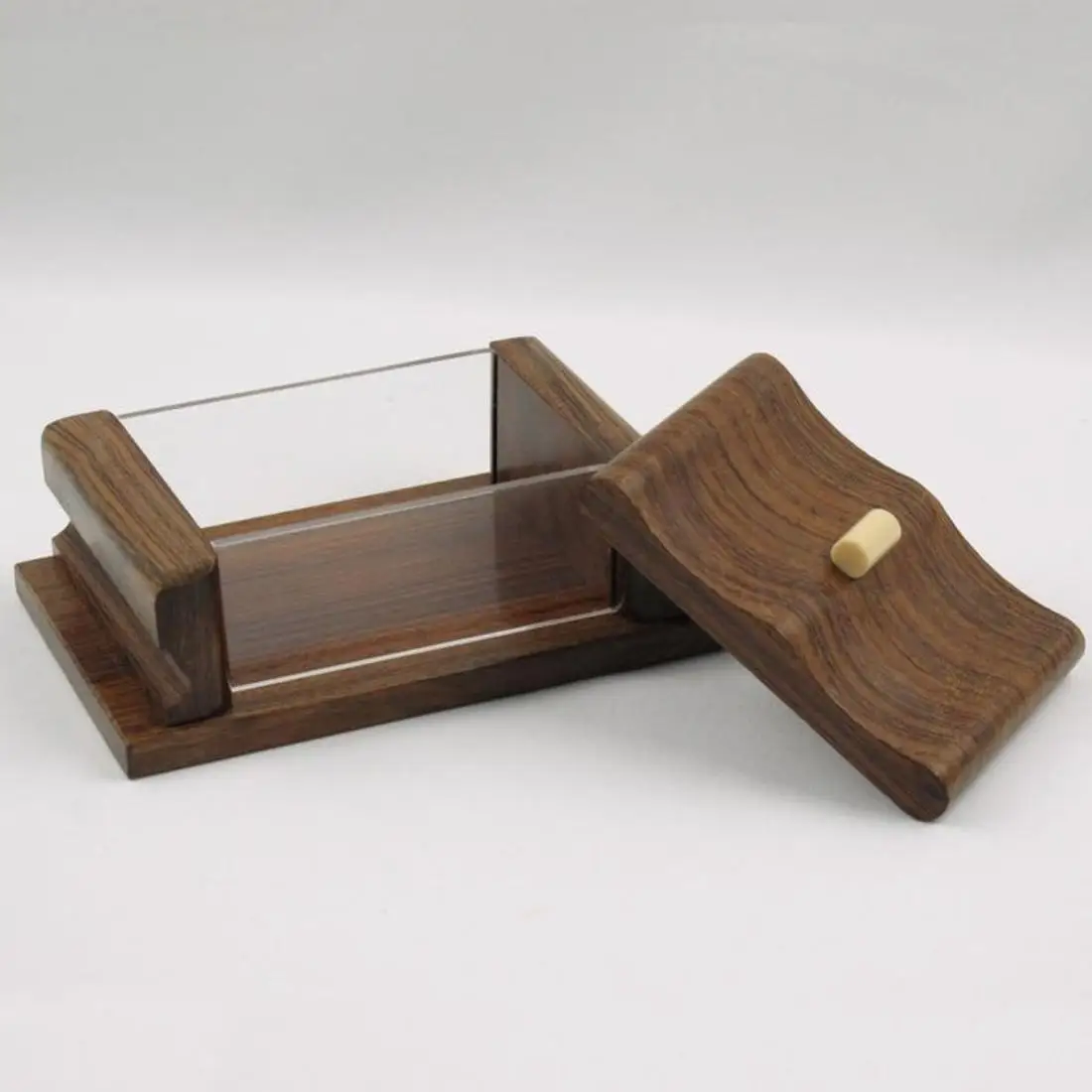New Style Wooden Ashtray At Reasonable Price Giftware Elegant Wood & Glass Box Ashtray With Wood LID Hot Selling Good Quality