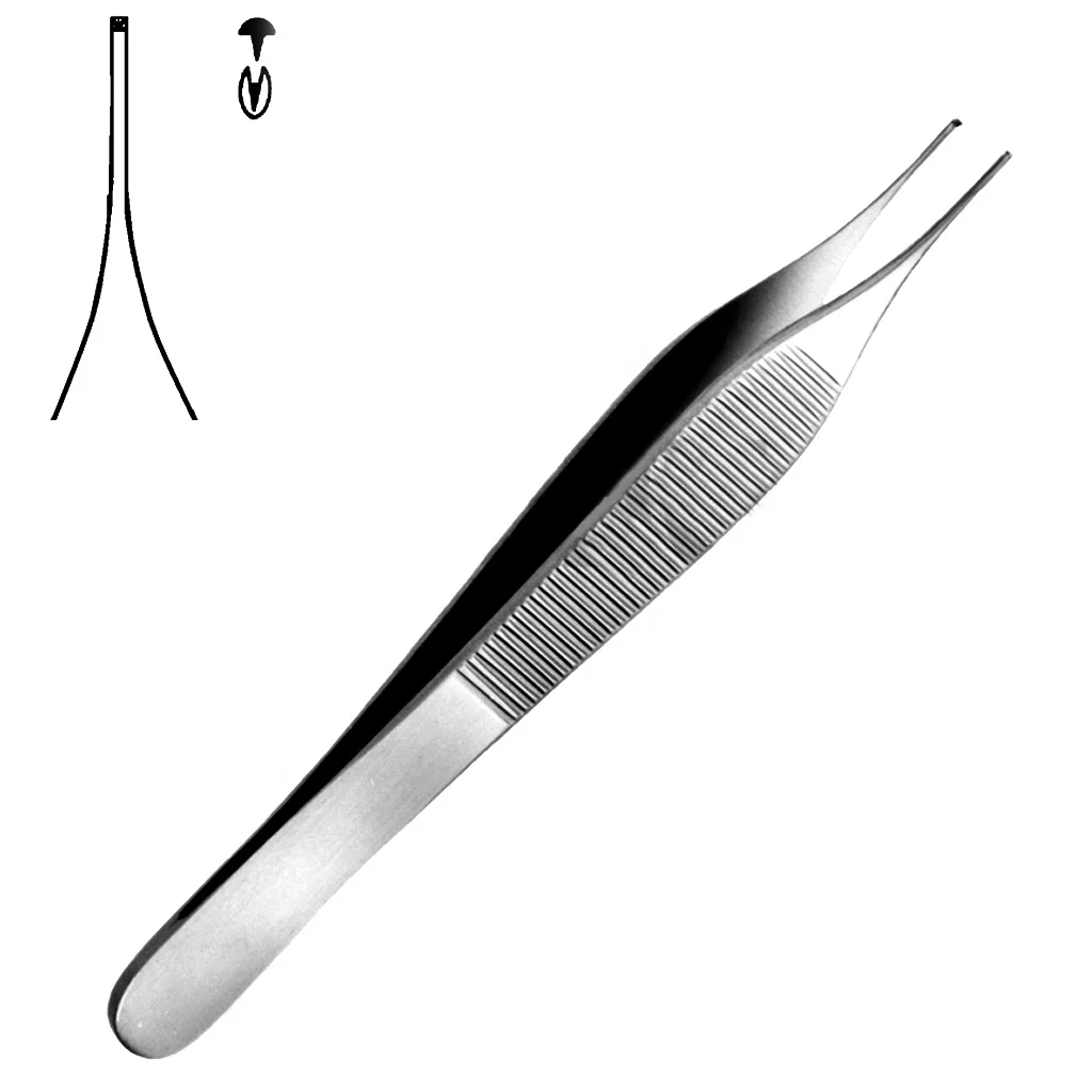 Hot Sale Micro Adson Tissue Forceps 12cm & 15cm 1x2 Teeth High Quality Stainless Steel Surgical Instruments Dissecting Forceps