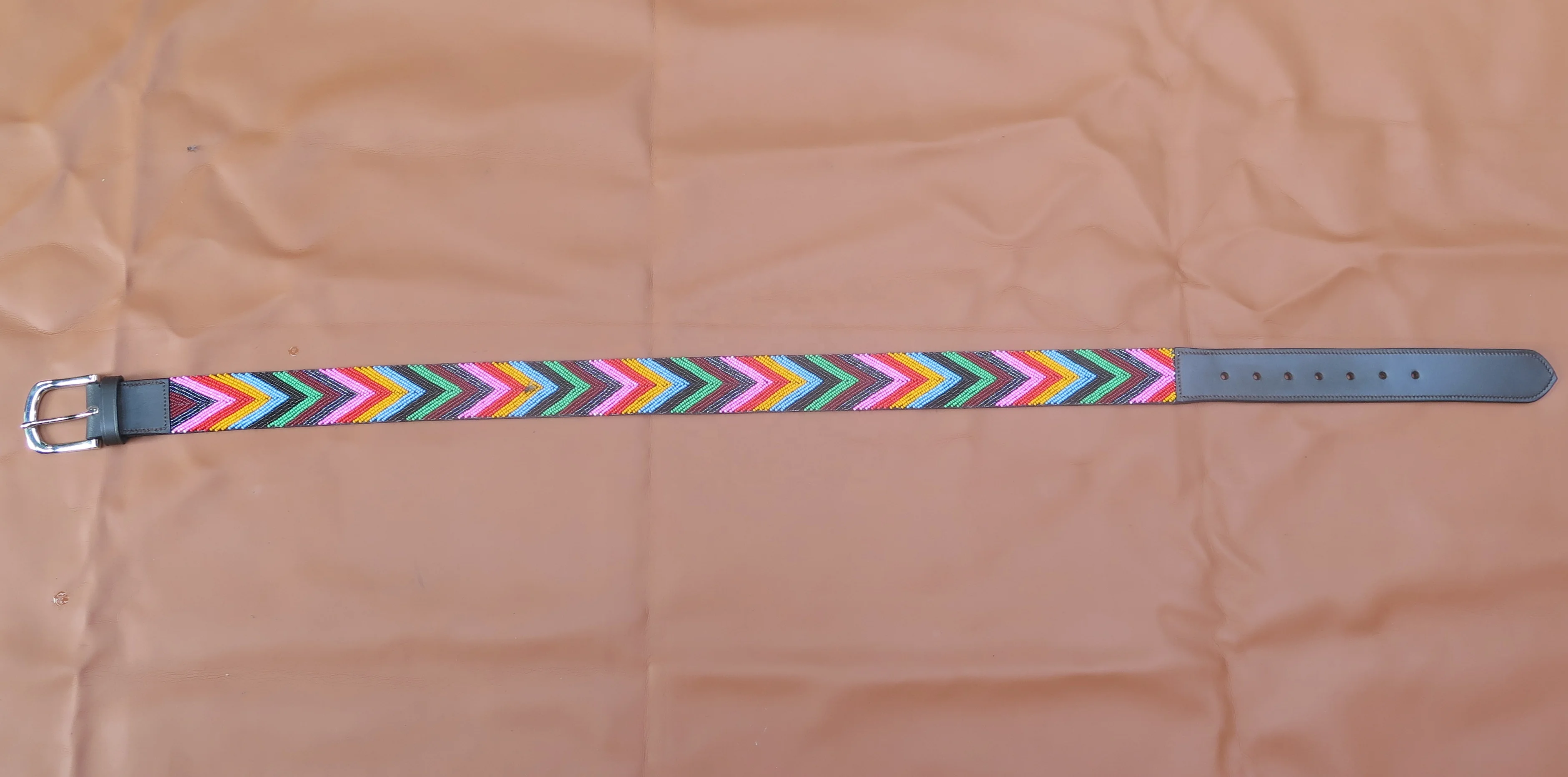 2024 Luxury Hand Made Beads Leather Belt Genuine Cow Leather Beads Belt for Men Real Leather Belts OEM Customized Logo Accept