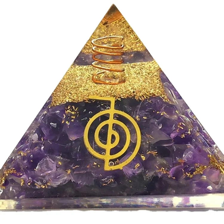High Quality Amethyst Orgone Pyramid with Copper Coil Orgonite Orgone Pyramid
