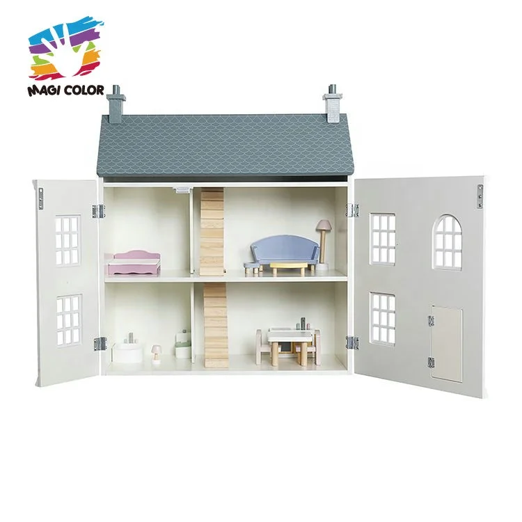 Hot Selling Kids Miniature Modern Wooden Dollhouse With Furnitures W06A535