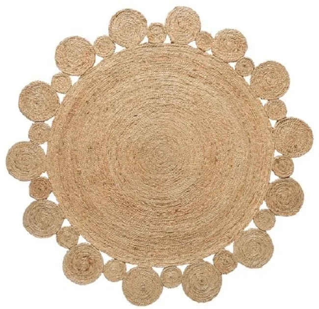 Классические круглые плетеные джутовые коврики пеньковые для помещений и улицы