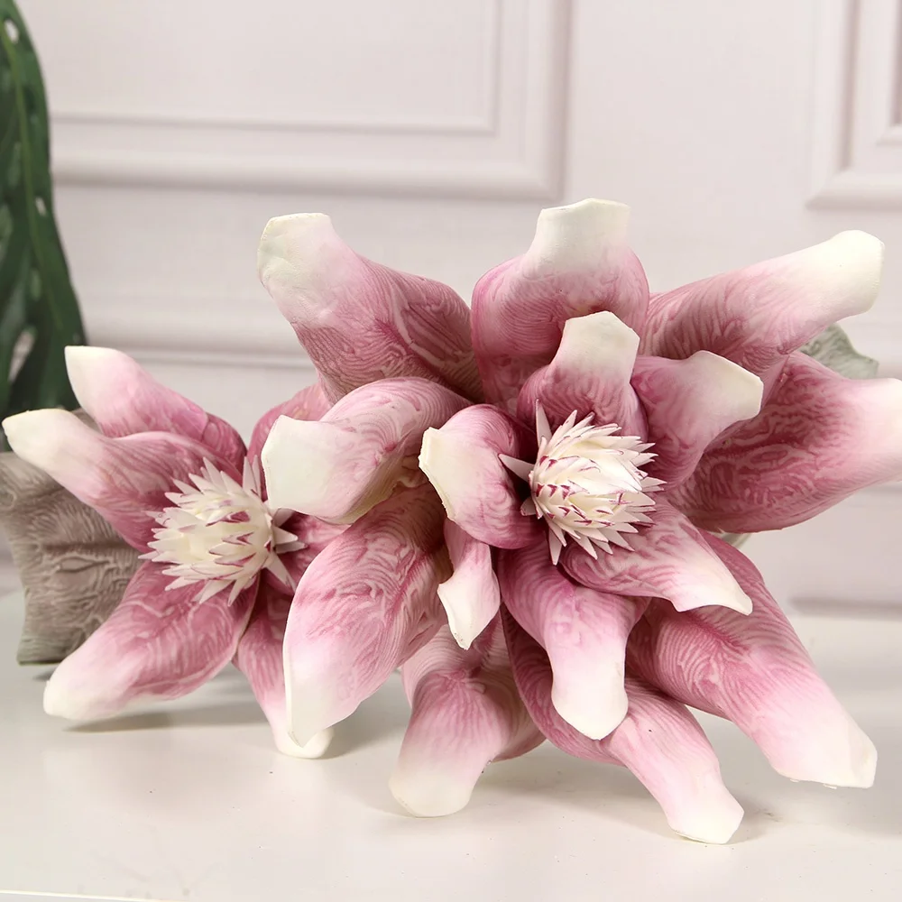 Утолщённой меховой опушкой белый цветок магнолии рождественские украшения для домашнего декора