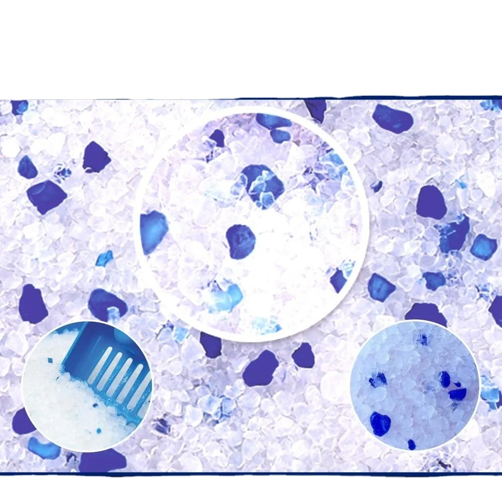 Highly Absorbent natural low dust bulk crystal cat litter 3.8L Non Clumping silica gel with 3% blue color Factory Direct Sales